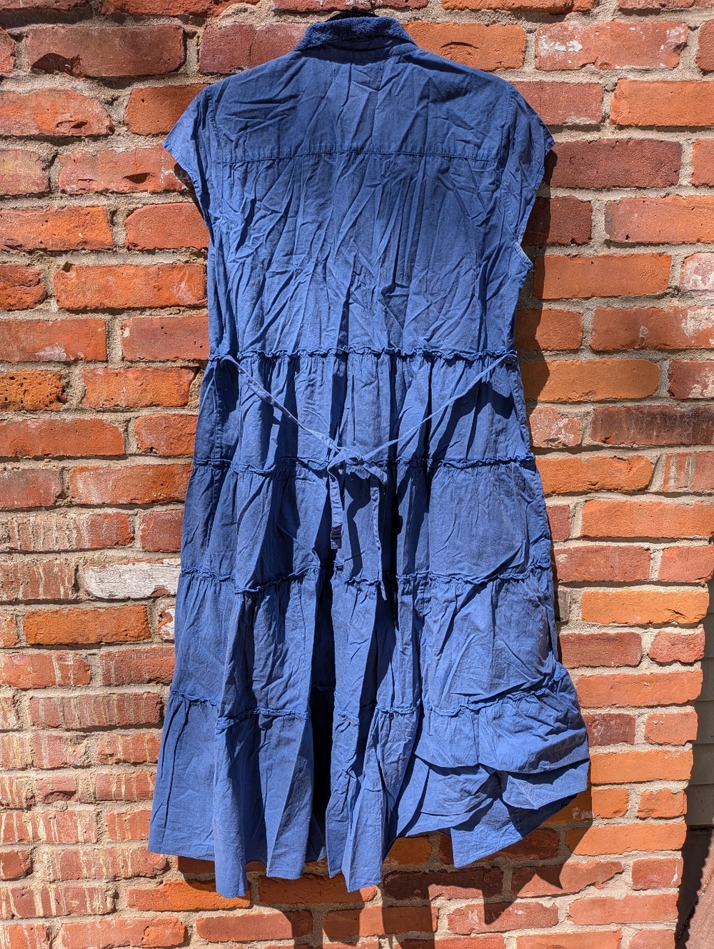 April Cornell Blue Washed Tiered Button Down Sundress Size Large - Picture 4 of 4